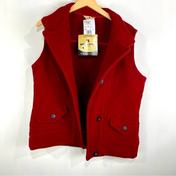 Woolrich Women's SomersPoint Wool Blend Fleece Winter Vest Jacket Red Medium NWT - Picture 1 of 5